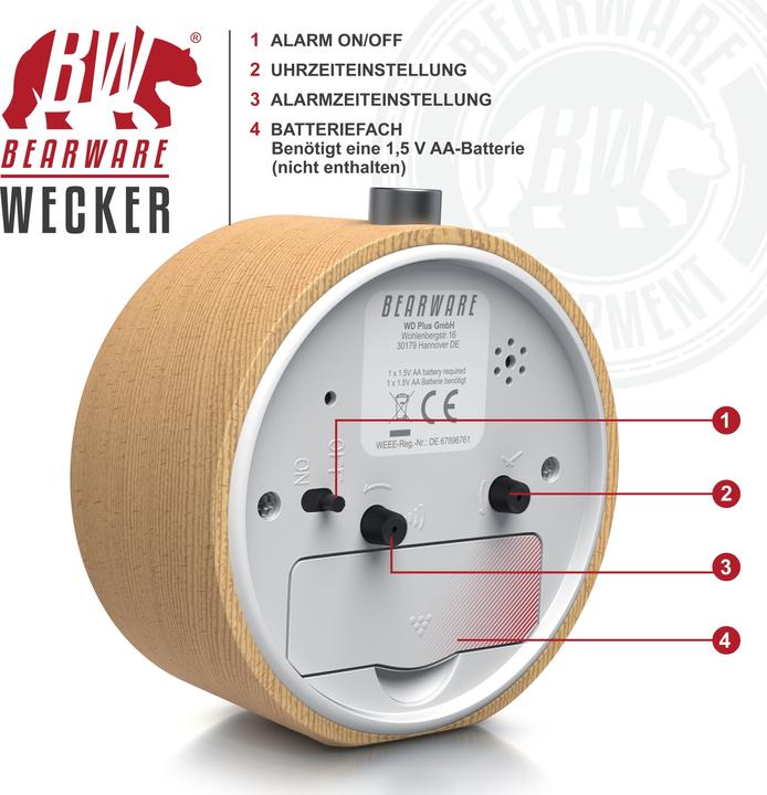 Image du produit Bearware Horloge de réveil