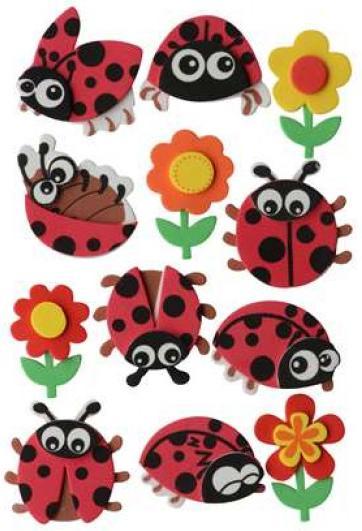 Image du produit Glorex Mousse 3D, 12pcs coccinelle 4x3,5cm, autocollant