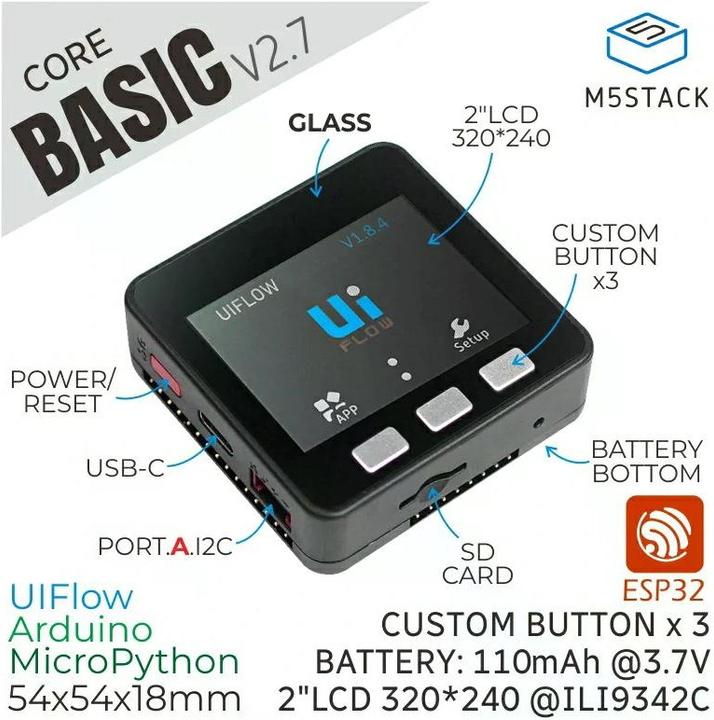 Actual product image M5Stack Developer board ESP32 Basic Core