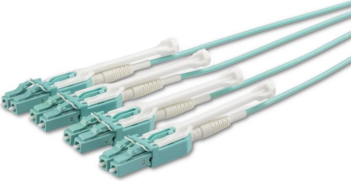Actual product image StarTech MPO8LCPL2M Fiber Optic Cable MPO/MTP 8x LC OM3 Aqua Color (2 m)