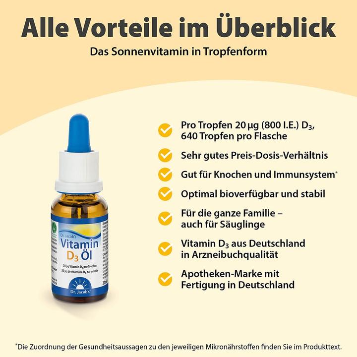 Image du produit Dr. Jacob's Huile de vitamine D3 (1 pièce(s), Gouttes, 70 g)