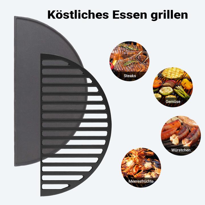 Image du produit Wiltec 2x Gusseisen Grillrost und Grillplatte Grill Rost Grillzubehör BBQ Gussrost