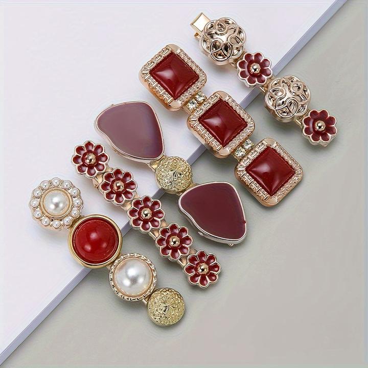 Immagine prodotto Activity Board 5pcs Elegante Haar Seite Clips Faux Perle Dekorative Haar Pony Clips Strass Pony Clips Trendy (5 pz.)