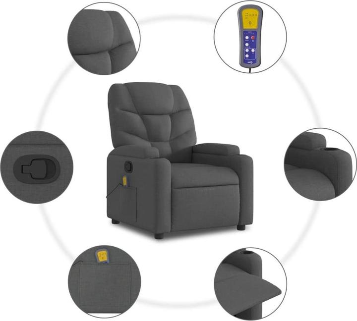 Immagine prodotto VidaXL Sedia da massaggio in tessuto grigio scuro,Colore: Grigio scuro, Materiale