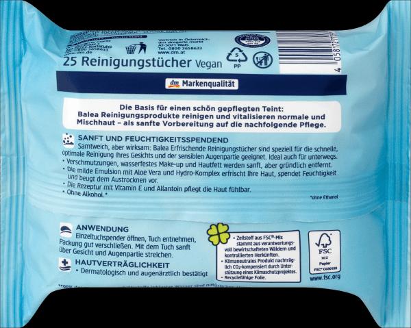 Produktbild dm Balea Erfrischend 3in1 (Reinigungstücher)