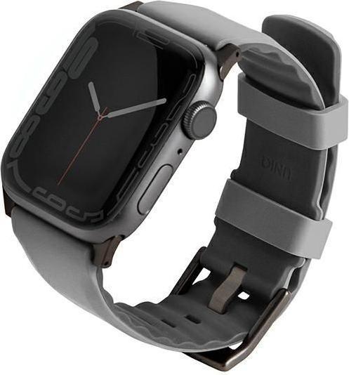 Produktbild Uniq pasek Linus Apple Watch Series 4/5/6/7/8/SE/SE2/Ultra 42/44/45mm. Airosoft Silicone szary/chalk (42 mm, 44 mm, 45 mm, Silikon, Apple Watch Series 1, Apple Watch Series 2, Apple Watch Series 3, Apple Watch Series 4, Apple Watch Series 5, Apple Watch Series 6, Apple Watch Series 7, Apple Watch Series 8, Apple Watch Series 9, Apple Watch SE)