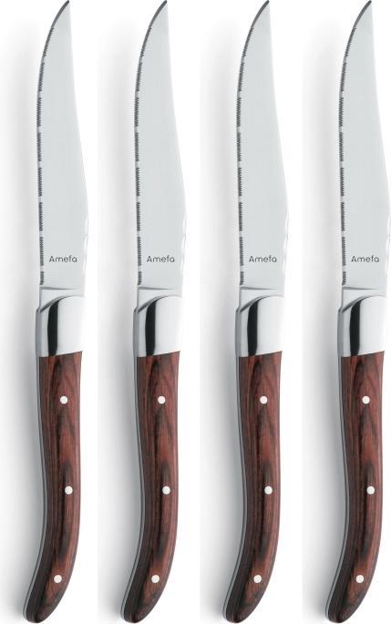 Actual product image Amefa Royal Steak 2520 - 4-pcs Steak knife set brown in wooden box (4 Piece, Knife)