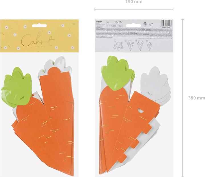 Produktbild Partydeco Osterbastelset Karottenschachtel 7.5 x 26.5 x 7.5 cm, Orange (6 x, 0.5 x 19 x 37 cm)