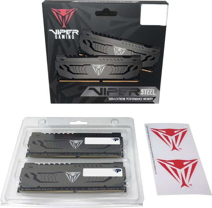 Actual product image Patriot Viper Steel PVS416G320C6K - 16 GB - 2 x 8 GB - DDR4 - 3200 MHz - 288-pin DIMM (2 x 8GB, 3200 MHz, DDR4-RAM, DIMM)