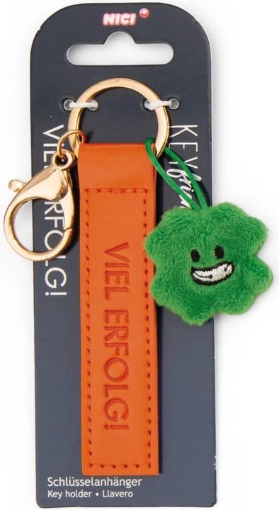 Immagine prodotto Magni NICI Schlüsselanhänger Viel Erfolg! Kunstlederband mit Kleeblatt orange 10cm