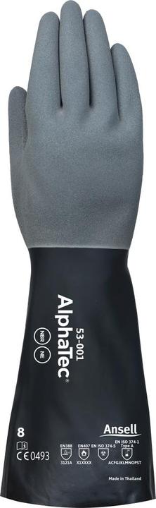 Actual product image Ansell Chemical gloves AlphaTec 53-001 size 8 grey/black EN 388, EN 374, EN 407 PPE category III (8)