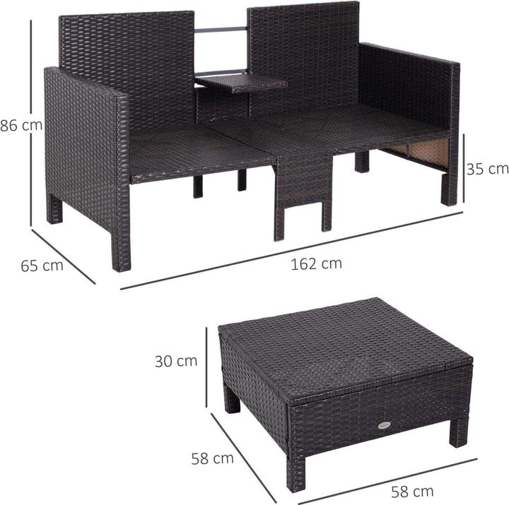 Produktbild Outsunny Rattan-Sitzgruppe als 3-teiliges Set