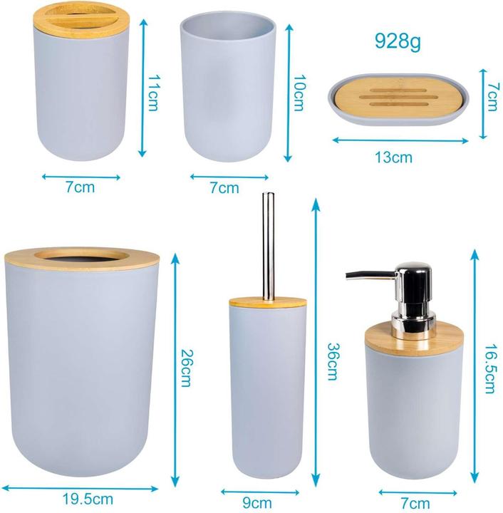 Actual product image Intirilife Badezimmer Zubehör Set inkl. Zahnputzbecher Seifenschale Seifenspender Toilettenbürste