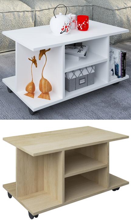 Actual product image VCM Wooden Side Table Coffee Table Sofa Table Living Room Table Castors Rollable Findula (80 x 40 x 40 cm)