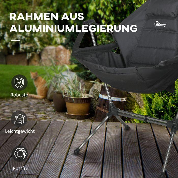 Produktbild Swisshandel24 Camping-Schaukelstuhl, faltbar, verstellbare Rückenlehne, Aluminiumrahmen, 54x100x101cm, Schwarz