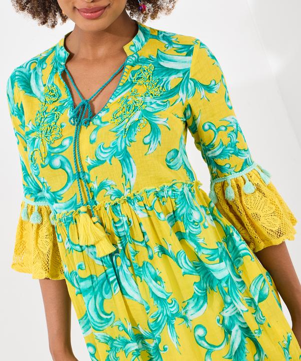 Produktbild Joe Browns Boho Print Lace Sleeve Beaded Cotton Tunic Dress (40)