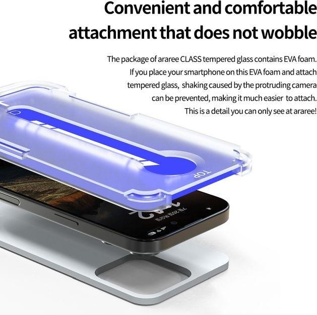Produktbild Araree CLASS Panzer Glas Displayschutz Easy Install Kit (1 Stück, Apple iPhone 16 Pro)