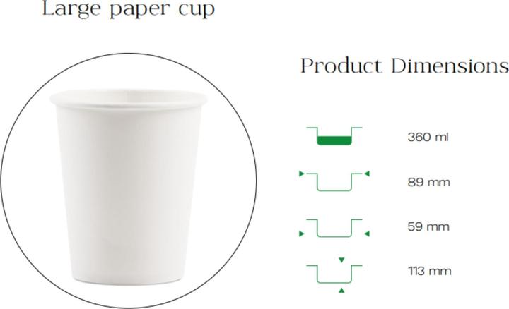 Produktbild TeCup Pappbecher, Trinkbecher, Heissgetränk, Kaffeebecher 12 oz (360 ml) (500 x)
