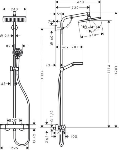 Produktbild hansgrohe Thermostatischer Duschkopf des Crometta E240-Systems HG27271000