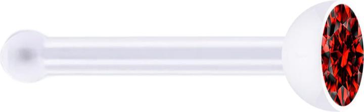 Star Piercing Nasenstecker gerade transparent mit Kristall rot (ohne Messing, Bioflex)