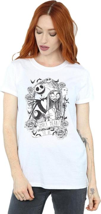 Actual product image Disney Womens/Ladies Nightmare Before Christmas Simply Meant To Be Cotton Boyfriend T-Shirt (S)