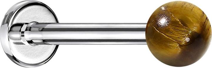 Image du produit Star Piercing Micro Labret argenté avec une pierre d'oeil de tigre sphérique (Minéral, Acier chirurgical 316L, sans laiton)