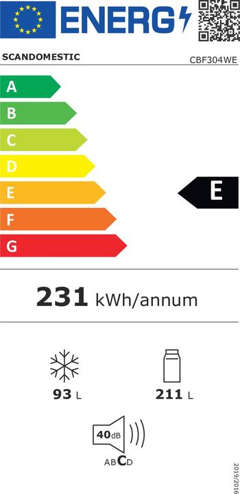 Label énergétique Scandomestic CBF304WE (Autonome, 304 l)