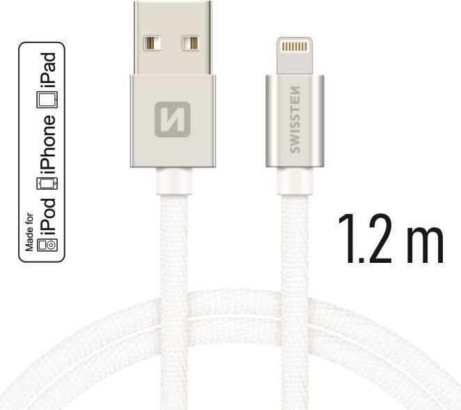 Produktbild Swissten Datenkabel Textil USB / Lightning MFi 1.2 M (1.20 m, USB 2.0)