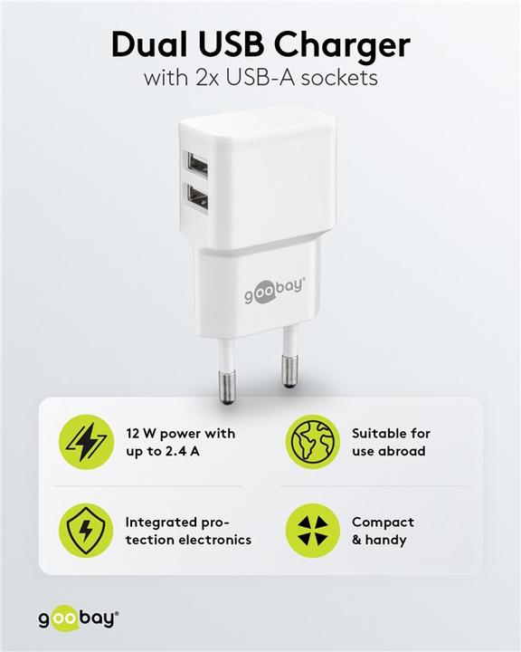Produktbild Goobay Ladegerät 2x USB A (12 W)