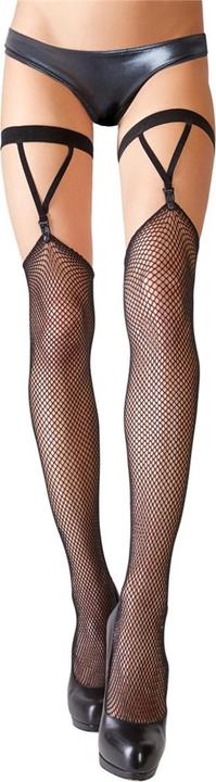 Actual product image Cottelli Collection Fishnet stockings with velvet garters (L)