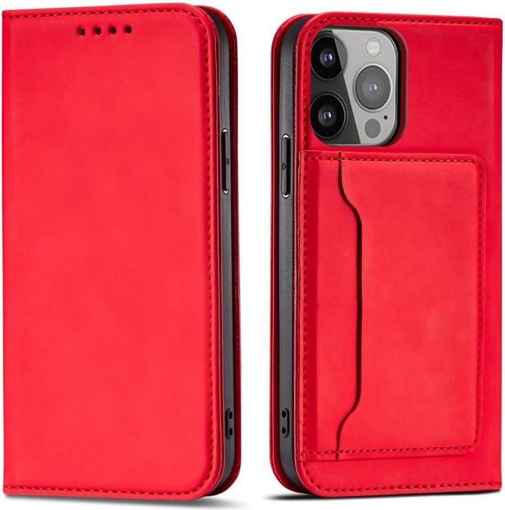 Actual product image Hurtel Magnet Card Case for Samsung Galaxy S23 Ultra flip cover wallet stand red (Samsung Galaxy S23 Ultra)