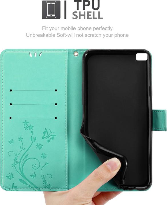 Productafbeelding Cadorabo Bloemen Boekomslag (Huawei P8)