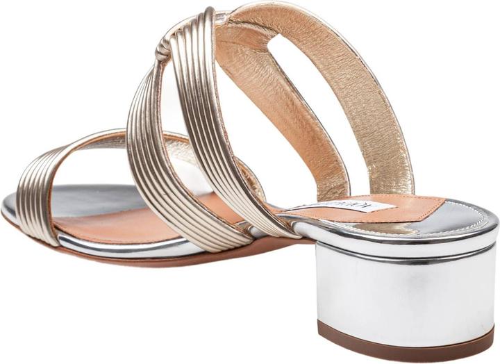 Produktbild Aquazzura mule esencia 35 in laminated leather color light gold/silver (37)