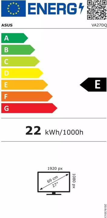 Energy Label ASUS VA27DQ (1920 x 1080 pixels, 27")