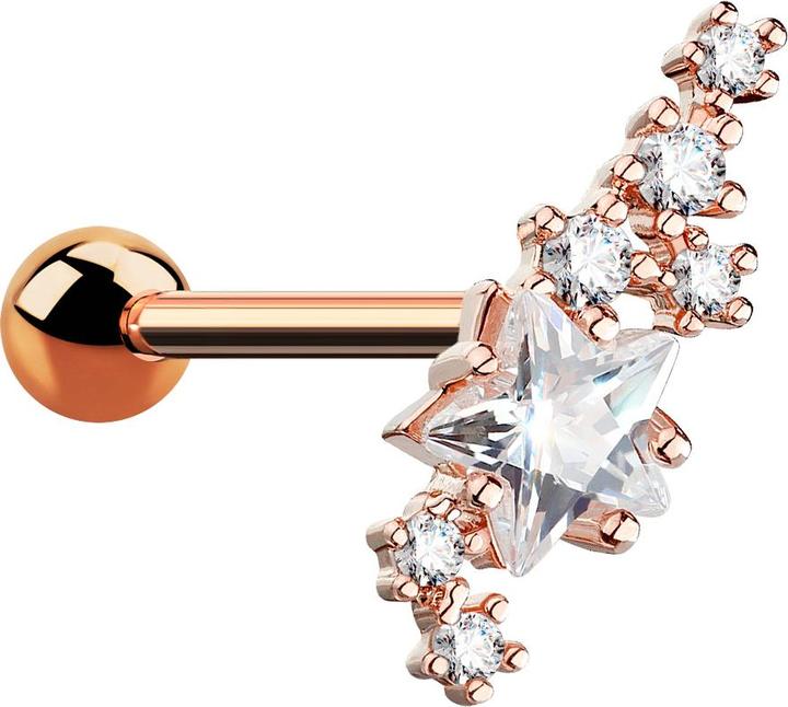 Immagine prodotto Star Piercing Micro Barbell rosegold Kristallgruppe mit Stern (Acciaio chirurgico 316L, Ottone)