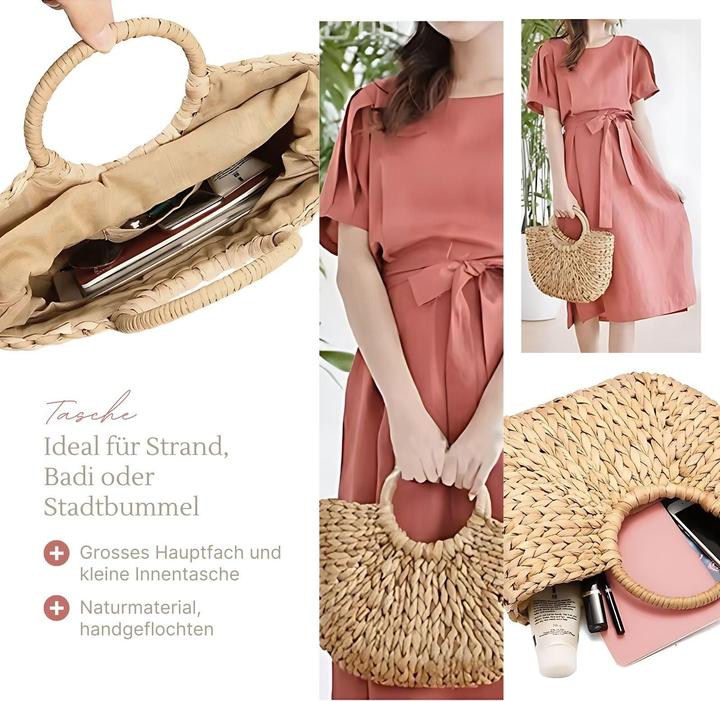 Produktbild Hermex Strandtasche Stroh-Handtasche Halbmond-Tragetasche Beach-Bag