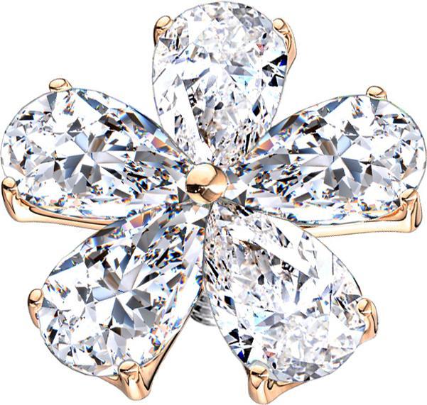 Actual product image Star Piercing Dermal Anchor rose gold flower with crystal drops (Surgical steel 316L, Brass)