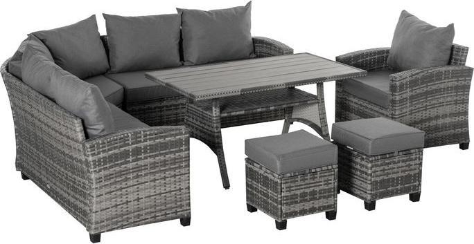 Produktbild Swisshandel24 Luxus Polyrattan Gartenmöbel Set für 7 Personen Gartengarnitur Loungemöbel mit Beistelltisch Sitzkis