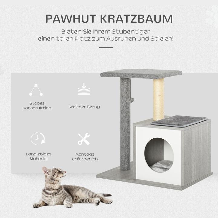 Actual product image PawHut Cat tree with cuddly den (62 cm, Grey)