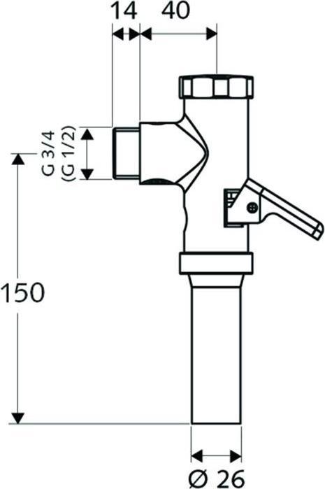Image du produit Schell Rinceur de WC à pression OMAT avec levier 1/2 pouce, 0,7-1,0 l/s chrome
