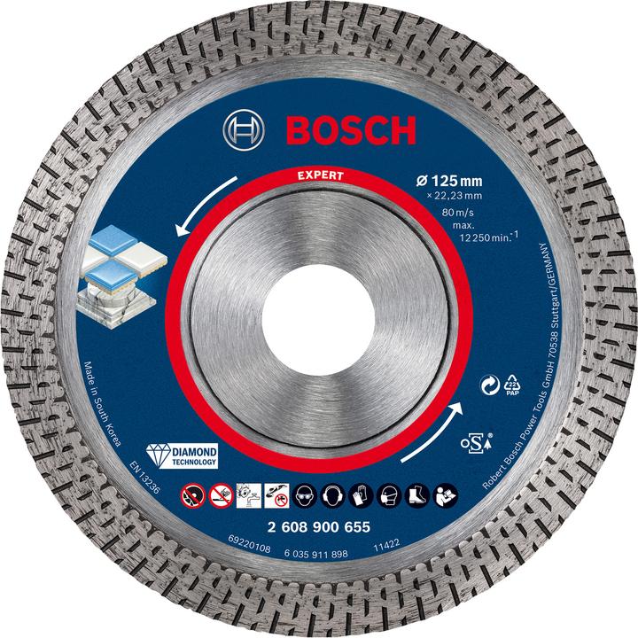 Bosch Professional Zubehör EXPERT HardCeramic diamond cutting discs, 125 x 22.23 x 1.4 x 10 mm