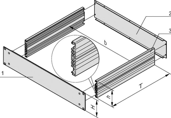 Actual product image Schroff 19" aluminium rack (basic kit) - MULTIPAC GRUNDAUSB.2HE 340T