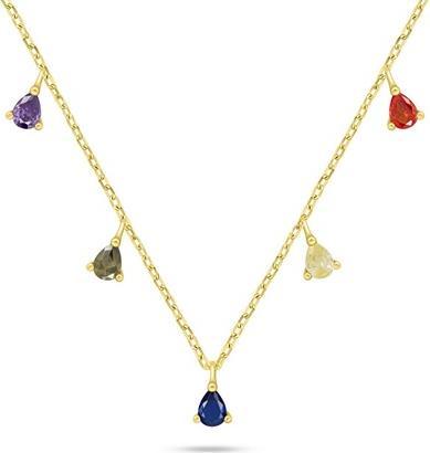 Actual product image Brilio Silver - Gold-plated necklace with coloured zircons NCL137Y