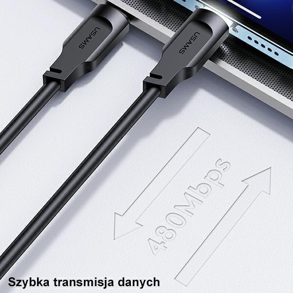 Produktbild Usams Ladekabel Typ-C zu Lightning PD - Schwarz (1.20 m, USB 3.0)