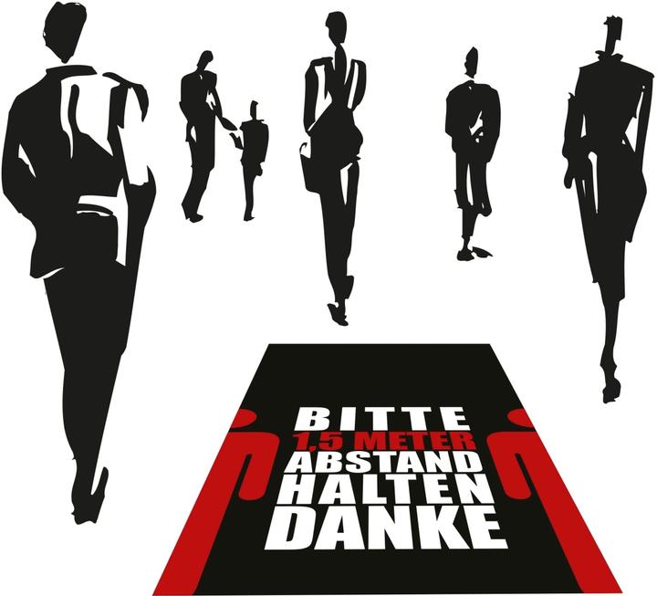 Produktbild Miltex Eingangsmatte-Abstand halten, 1500x900mm, 1,5 m Abstand, Hochformat, Design 1 (90 x 150 cm)