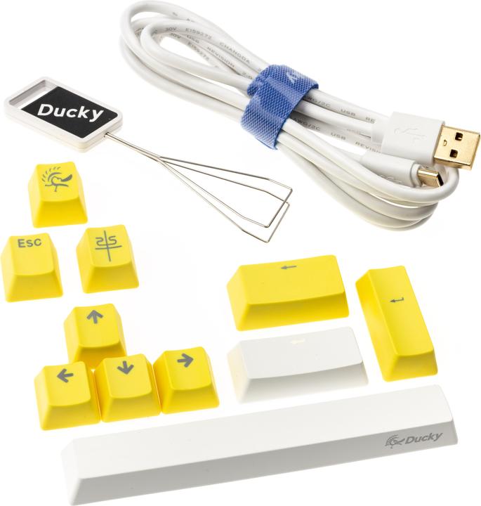 Actual product image Ducky One 2 Pro Mini White Edition Gaming Keyboard, RGB LED - Cherry Silent Red (US) (US, Cable)