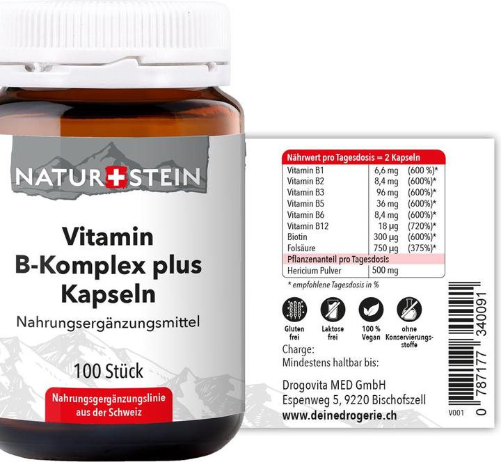 Produktbild Naturstein Vitamin B Komplex plus (100 Stück, Kapseln, 148 g)