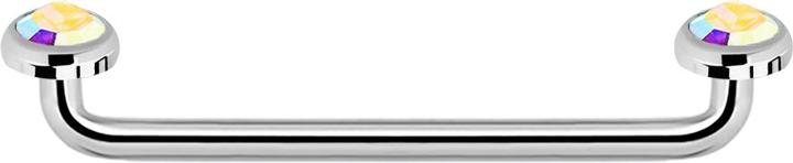 Immagine prodotto Star Piercing Superficie Barbell filetto interno argento 90° con due dischi cristallo multicolore (Acciaio chirurgico 316L)