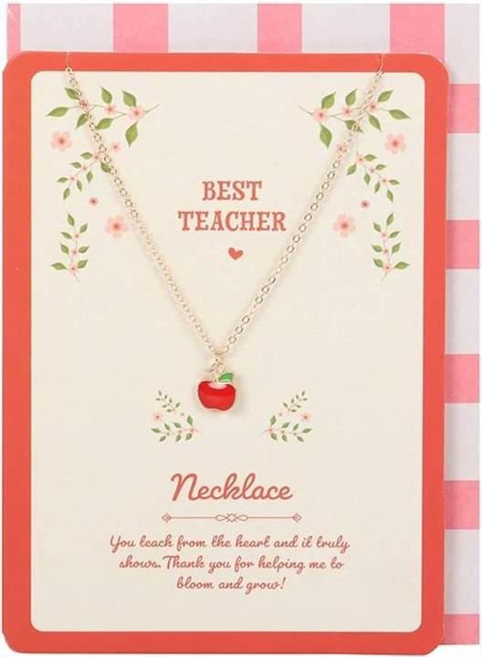 Produktbild Something Different Apfel Halskette und Karte Best Teacher Legierung Karton (100% synthetisches Material)