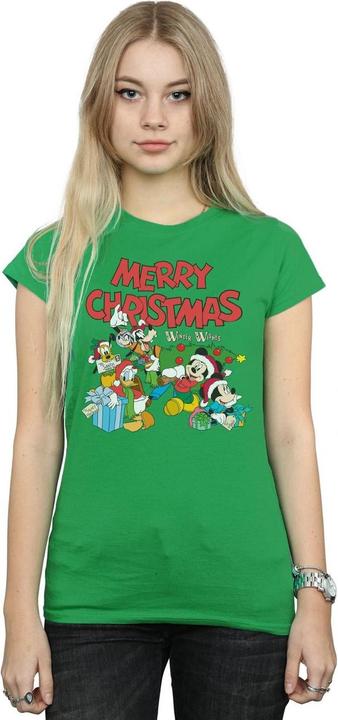 Actual product image Disney Womens/Ladies Mickey And Friends Winter Wishes Cotton T-Shirt (XXL)